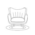 Fashionable chair silhouette icon in one line