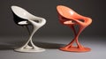 Sculpted Chairs Swirling Vortexes In Dark White And Orange