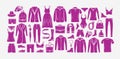 Fashionable clothes set. Fashion collection of silhouettes vector illustration