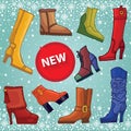 Fashionable colored women's shoes,boots. New