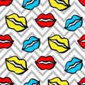 Fashionable colorful lips and kisses