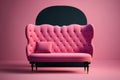 Fashionable comfortable stylish sofa made of pink fabric. Illustration AI Generative