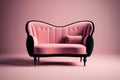 Fashionable comfortable stylish sofa made of pink fabric. Illustration AI Generative