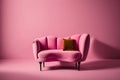 Fashionable comfortable stylish sofa made of pink fabric. Illustration AI Generative