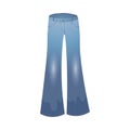 Trendy blue flared denim pants front view. Vector illustration in flat cartoon style. Royalty Free Stock Photo