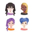 Fashionable diverse women avatars with different hair colors Royalty Free Stock Photo