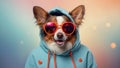 fashionable dog sunglasses and hoodie beautiful casual creative elegant style adorable