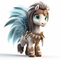 Fashionable Feathered Pony In Unreal Engine Style