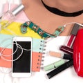 Fashionable female accessories for modern woman. Royalty Free Stock Photo