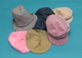 Fashionable female hats pile