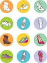 Fashionable female shoes. Icon set