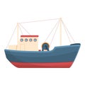 Fashionable fishing boat icon, cartoon style