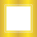 Fashionable frame gold color flat lay style and square for copy space, empty frame golden for banner design, template of gold