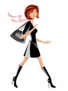 Fashionable Girl with Handbag Walking