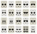 25 fashionable glasses simple icons set