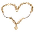 Fashionable golden necklace with heart shape pendant Royalty Free Stock Photo