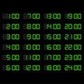 Fashionable green digital alarm clock set. Vector illustration. EPS 10.