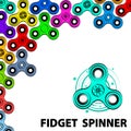Fashionable greeting card with fidget spinner text info. Fidget