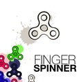 Fashionable greeting card with finger spinner text info. Finger spinner hand drawn fashion illustration.