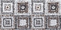Fashionable grey and brown abstract embroidered granny squares seamless pattern