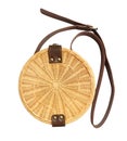 Fashionable handmade natural organic rattan bag. Trandy bamboo eco bag from bali isolited on white background