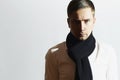 Fashionable Handsome Young Man in scarf. Stylish Boy. Casual Winter Fashion Royalty Free Stock Photo