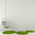 Fashionable hanging chair and green carpet