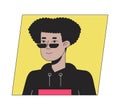 Fashionable hispanic man in sunglasses flat color cartoon avatar icon