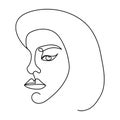 Woman face silhouette in one line.