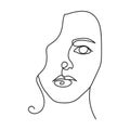 Woman face silhouette in one line vector.