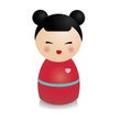 Fashionable kokeshi doll. Traditional japanese figure in realistic style. Vector icon Royalty Free Stock Photo