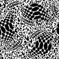 Fashionable leopard, snake skin seamless pattern. Mix wild animal skin print. Trendy monochrome texture. Royalty Free Stock Photo