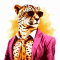 Fashionable Leopard In Sunglasses And Suit: A Stylish Masterpiece