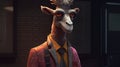 fashionable llama, digital art illustration, Generative AI