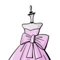 Fashionable logo, symbol. Pink dress with a bow on a mannequin. Silhouette. Illustration