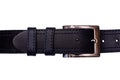 Fashionable male blue leather belt isolated on white background Royalty Free Stock Photo