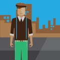 fashionable man in urban city. Vector illustration decorative design Royalty Free Stock Photo