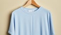 Fashionable men blue shirt on coathanger in boutique store generated by AI