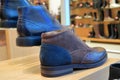 Fashionable men`s shoes are on the shelf