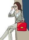 Fashionable modern business woman. Vector cartoon illustration