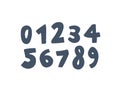 Fashionable modern children\'s playful numbers. Numbers drawn by hand with a marker. 1,2,3,4,5,6,7,8,9,0. Lettering