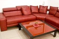 Fashionable modern interior with a red leather sofa Royalty Free Stock Photo