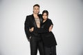fashionable multiethnic couple in black elegant