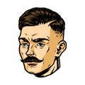 Fashionable mustached man head