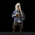 Fashionable Pelican In Jeans Holding A Beer Royalty Free Stock Photo