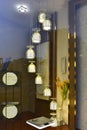 Fashionable pendant lamp in glass show window