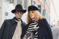 Fashionable people at Milan Men`s Fashion Week