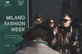 Fashionable people during Milan Men`s Fashion Week Royalty Free Stock Photo