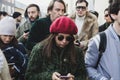 Fashionable people at Milan Men`s Fashion Week