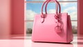 Fashionable pink purse with modern design and elegant leather handle generated by AI